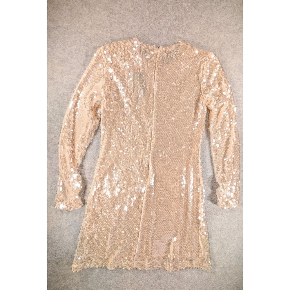 Gianni Bini Ruby Sequin Bodycon Dress Small Long Sleeve Champagne Party Small - Picture 3 of 9